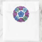Blue Green Purple Hibiscus Petals and Dew Drops Runder Aufkleber (Tasche)