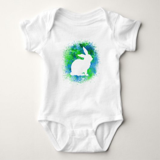 Blue Green Rabbit Baby Strampler (Vorderseite)