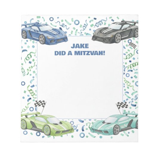 Blue Green Race Auto Supercar Personalisiert Mitzv Notizblock (Vorderseite)