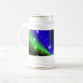 Blue Green Rainbow in Elephant Skin Leather Optik Bierglas (Vorderseite Links)