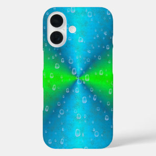 Blue Green Rainbow in Elephant Skin Leather Optik iPhone 16 Hülle