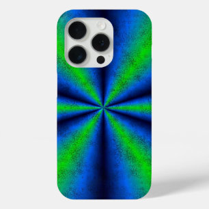Blue Green Rainbow in Elephant Skin Leather Optik iPhone 15 Pro Hülle