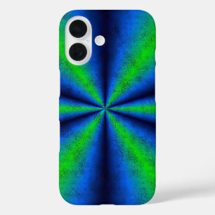 Blue Green Rainbow in Elephant Skin Leather Optik iPhone 16 Hülle