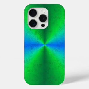 Blue Green Rainbow in Elephant Skin Leather Optik iPhone 15 Pro Hülle