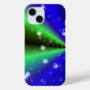 Blue Green Rainbow in Elephant Skin Leather Optik iPhone 15 Hülle
