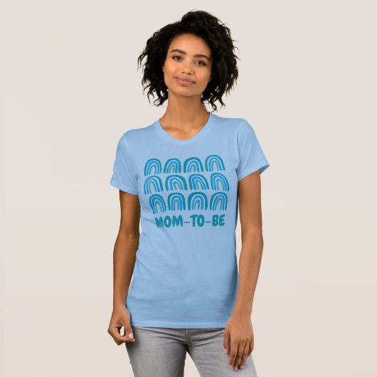 Blue Green Rainbows MAMA to BE Custom Baby Shower T-Shirt (Vorne ganz)