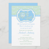 Blue Green Rattle Lace Sip N See Baby Dusche Einladung (Vorne/Hinten)