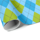 Blue & Green Raute Golf Geschenkpapier (Rolleneckpunkt)