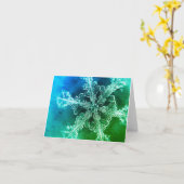 Blue Green Real Snowflake Faltenkarte Karte (Gelbe Blume)