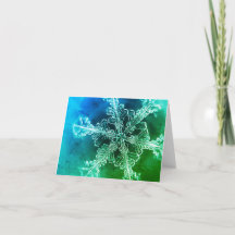 Blue Green Real Snowflake Faltenkarte
