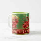 Blue Green Red Gold Rabbit Chinesisches Neujahr 20 Zweifarbige Tasse (Vorderseite Links)