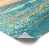 Blue Green Red Orange Beach Palm Tree Sunset Poster (Ecke)