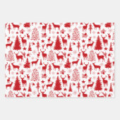 Blue Green Red Rentier Wald Wald Modern Geschenkpapier Set (Vorderseite 3)