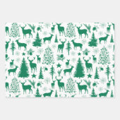 Blue Green Red Rentier Wald Wald Modern Geschenkpapier Set (Vorderseite 2)