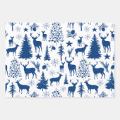 Blue Green Red Rentier Wald Wald Modern Geschenkpapier Set (Vorderseite)