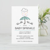 Blue Green Regenschirm Tinkle Baby Sprinkle Downlo Einladung (Stehend Vorderseite)