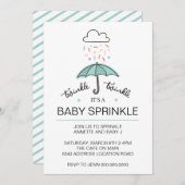 Blue Green Regenschirm Tinkle Baby Sprinkle Downlo Einladung (Vorne/Hinten)