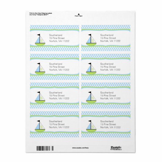 Blue Green Sailboat Baby Duschadresse oder Gefalle (Vorne)