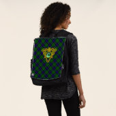 BLUE GREEN SCOTTISH TARTAN, CELTIC HEART MONOGRAMM RUCKSACK (Ausgewaschen)