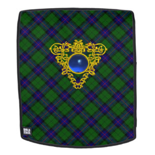 BLUE GREEN SCOTTISH TARTAN, GOLD CELTIC HERZ RUCKSACK