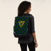 BLUE GREEN SCOTTISH TARTAN, GOLD CELTIC HERZ RUCKSACK (Ausgewaschen)