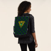 BLUE GREEN SCOTTISH TARTAN, GOLD CELTIC HERZ RUCKSACK (Ausgewaschen)