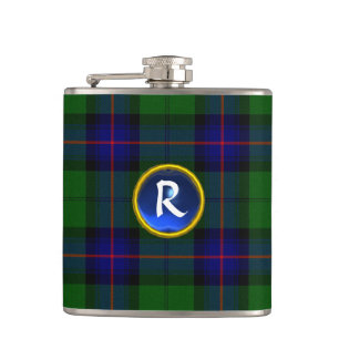 BLUE GREEN SCOTTISH TARTAN SAPPHIRGEM MONOGRAM FLACHMANN