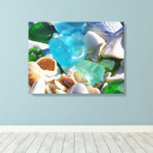 Blue Green Sea Glass Art Prints Leinwand Beach Coa (Insitu (Holzboden))