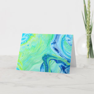 Blue Green Seascape Acrylic Fluid Art Karte