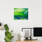 Blue Green Seascape Akrylic Pour Art Poster (Heimbüro)