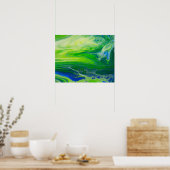 Blue Green Seascape Akrylic Pour Art Poster (Küche)
