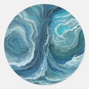 Blue Green Serenity Abstrakt Runder Aufkleber