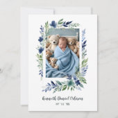Blue & Green Shades Floral Frame Naming Ceremony Einladung (Vorderseite)