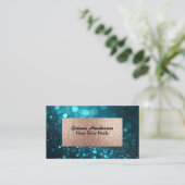 Blue Green Shiny Glitter And Gold Visitenkarte (Stehend Vorderseite)