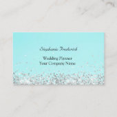 Blue Green Silver Glitzer Feminine Small Business Visitenkarte (Vorderseite)