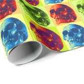 Blue Green Skull Weihnachtswrapper Geschenkpapier (Rolleneckpunkt)