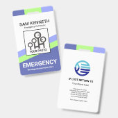 Blue Green Slanting Lines Medical Ausweis (Vorder- & Rückseite)