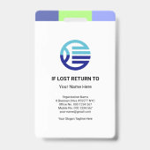 Blue Green Slanting Lines Medical Ausweis (Rückseite)