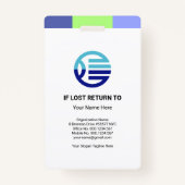 Blue Green Slanting Lines Medical Ausweis (Rückseite)