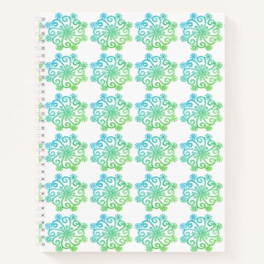 Blue Green Snowflakes Spiral Notebook Notizblock (Vorderseite)