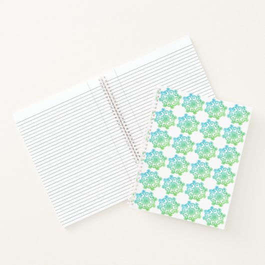 Blue Green Snowflakes Spiral Notebook Notizblock (Innenseite)