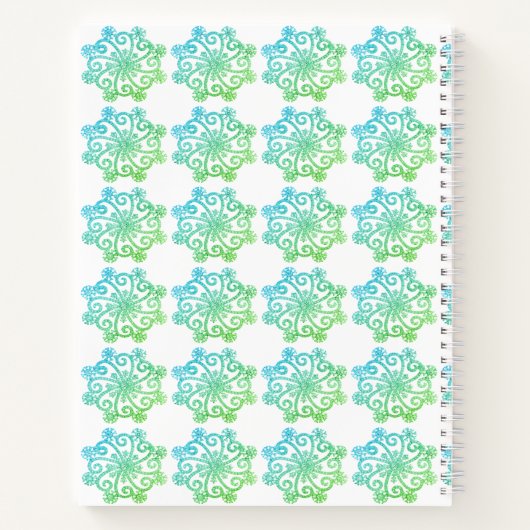 Blue Green Snowflakes Spiral Notebook Notizblock (Rückseite)