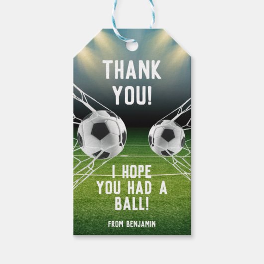 Blue Green Soccer Stadium Sportthema Geburtstag Geschenkanhänger (Vorderseite)