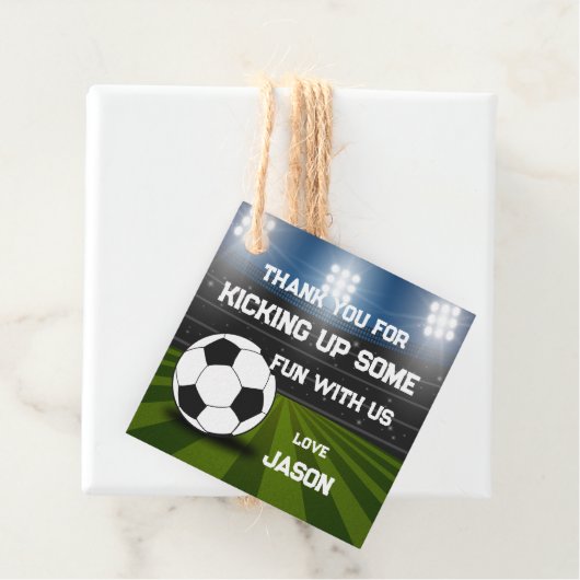 Blue Green Soccer Stadium Sportthema Geburtstag Geschenkanhänger (Beispiel)