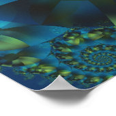 Blue & Green Spiral Fraktal Poster (Ecke)