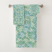 Blue Green Spirals Badhandtuch Set (Insitu)