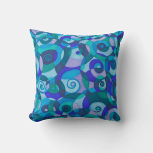 Blue Green Spirals Kissen