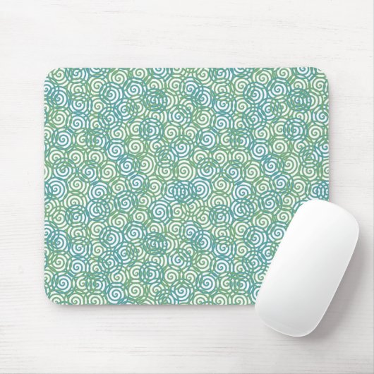 Blue Green Spirals Mousepad (Mit Mouse)