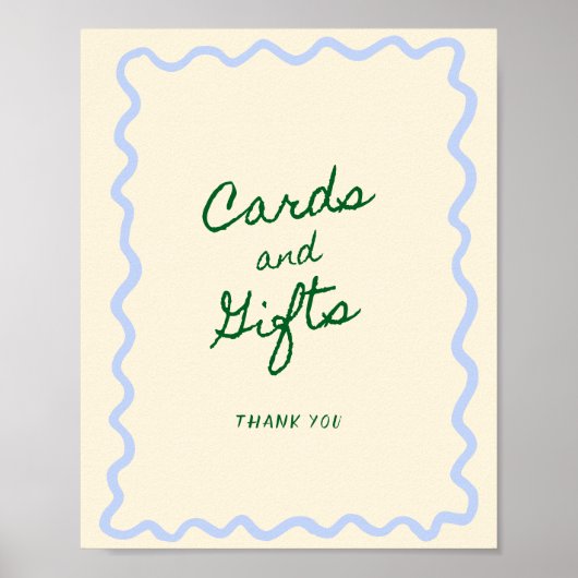 Blue Green Squiggle Frame Cards & Geschenke Poster (Vorne)