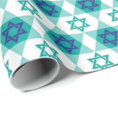 Blue Green Star von David Pattern Geschenkpapier (Rolleneckpunkt)